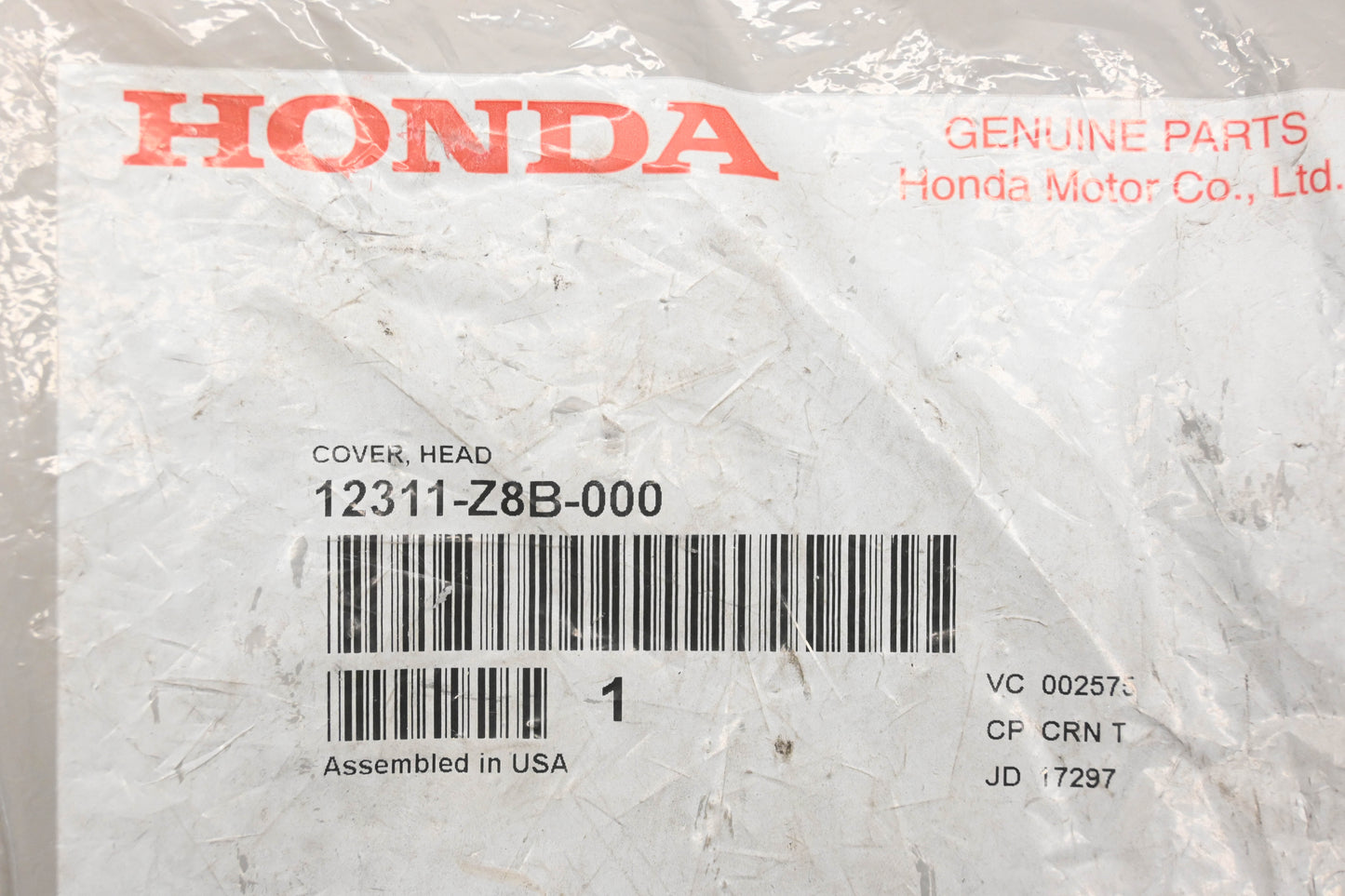 New OEM Honda 12311-Z8B-000 Valve Cover NOS