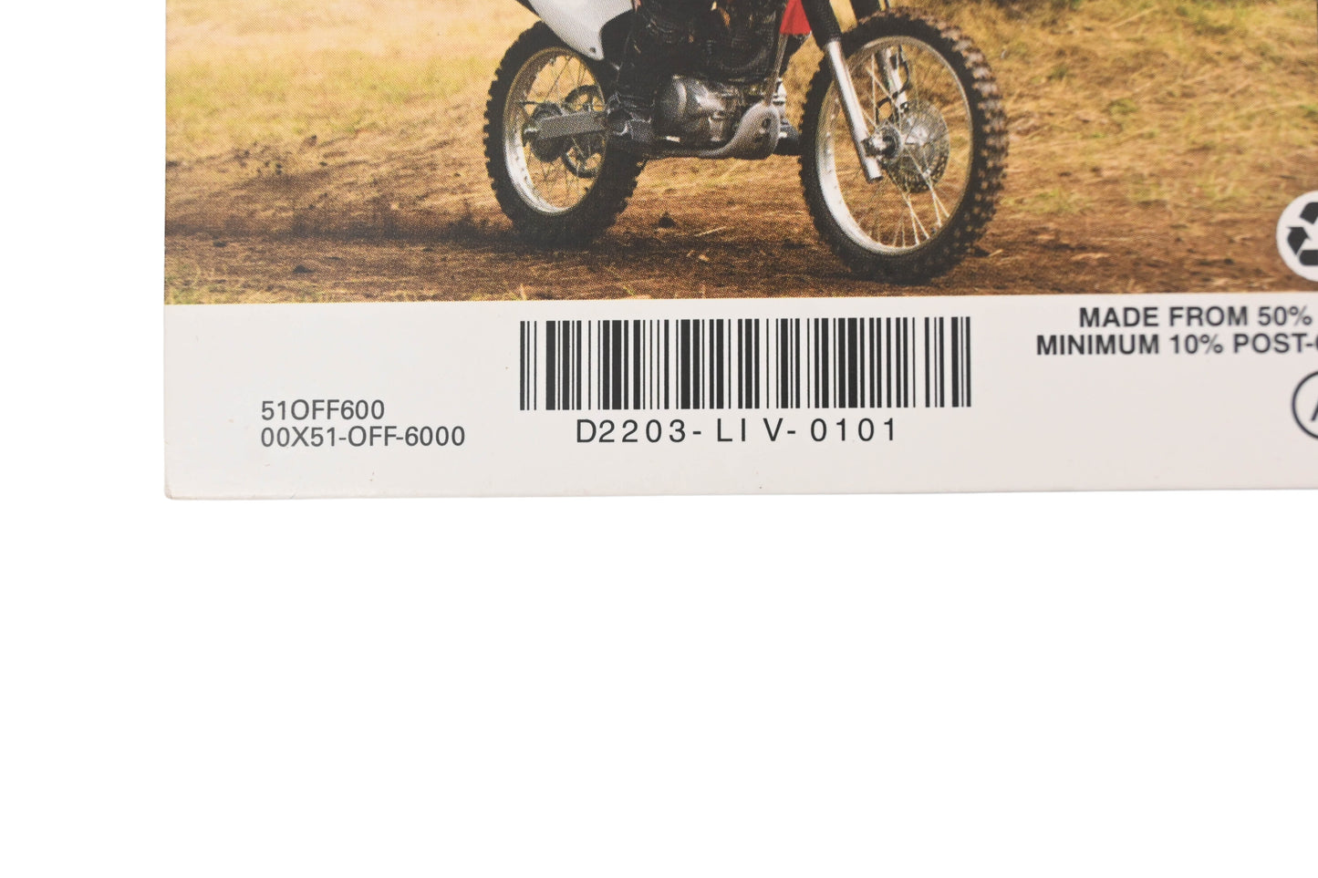 New OEM Honda 51OFF600, 00X51-OFF-6000, D2203-LIV-0101 Off-Highway Motorcyclist Tips & Practice Guide NOS