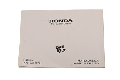 OEM Honda 31K75B10, 00X31-K75-B100 2017 CB3000F/FA Owner's Manual