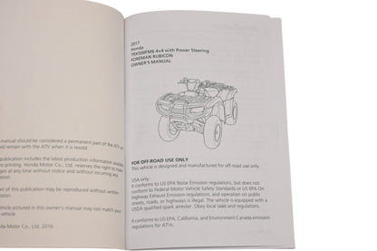 New OEM Honda 31HR5620, 00X31-HR5-6200 2017 TRX500FM6 4x4 Fourtrax Foreman Rubicon Owner's Manual NOS