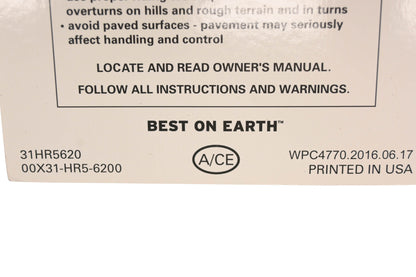 New OEM Honda 31HR5620, 00X31-HR5-6200 2017 TRX500FM6 4x4 Fourtrax Foreman Rubicon Owner's Manual NOS