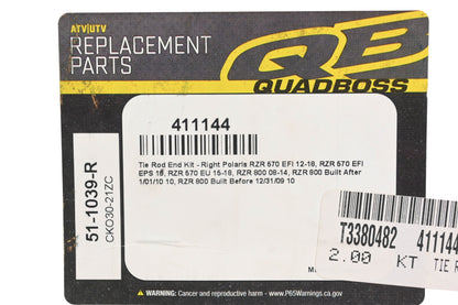 Quadboos 411144, 51-1039-R, CKO30-21ZC Tie Rod End Kit NOS