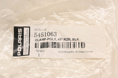 New OEM Polaris 5451063 Black 45-Degree RZR Poly Clamp NOS