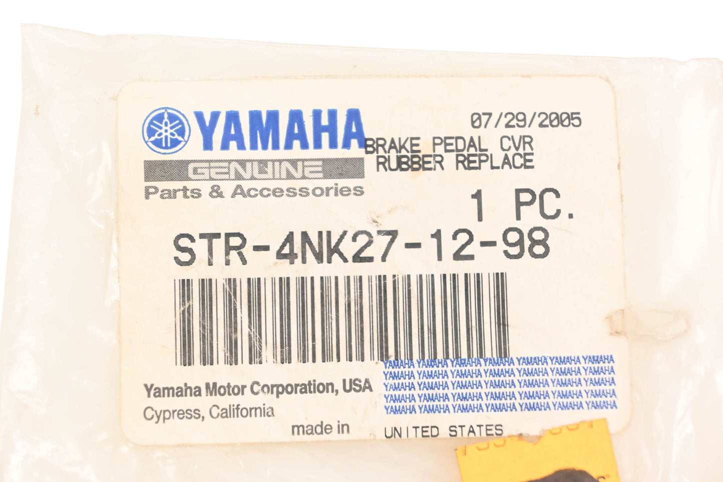New OEM Yamaha STR-4NK27-12-98 Brake Pedal Rubber Cover Kit NOS