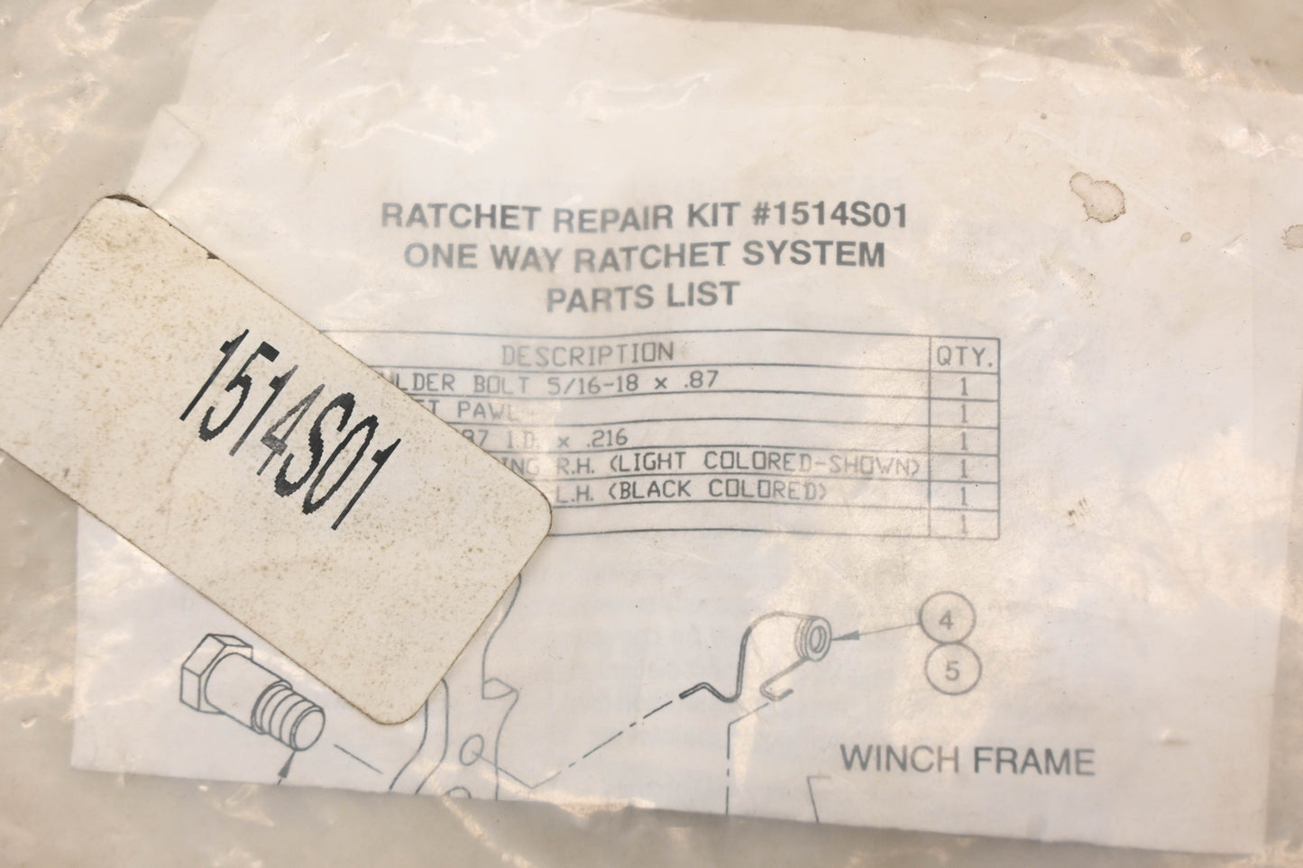 Fulton 1514S01 Winch Ratchet Repair Kit NOS
