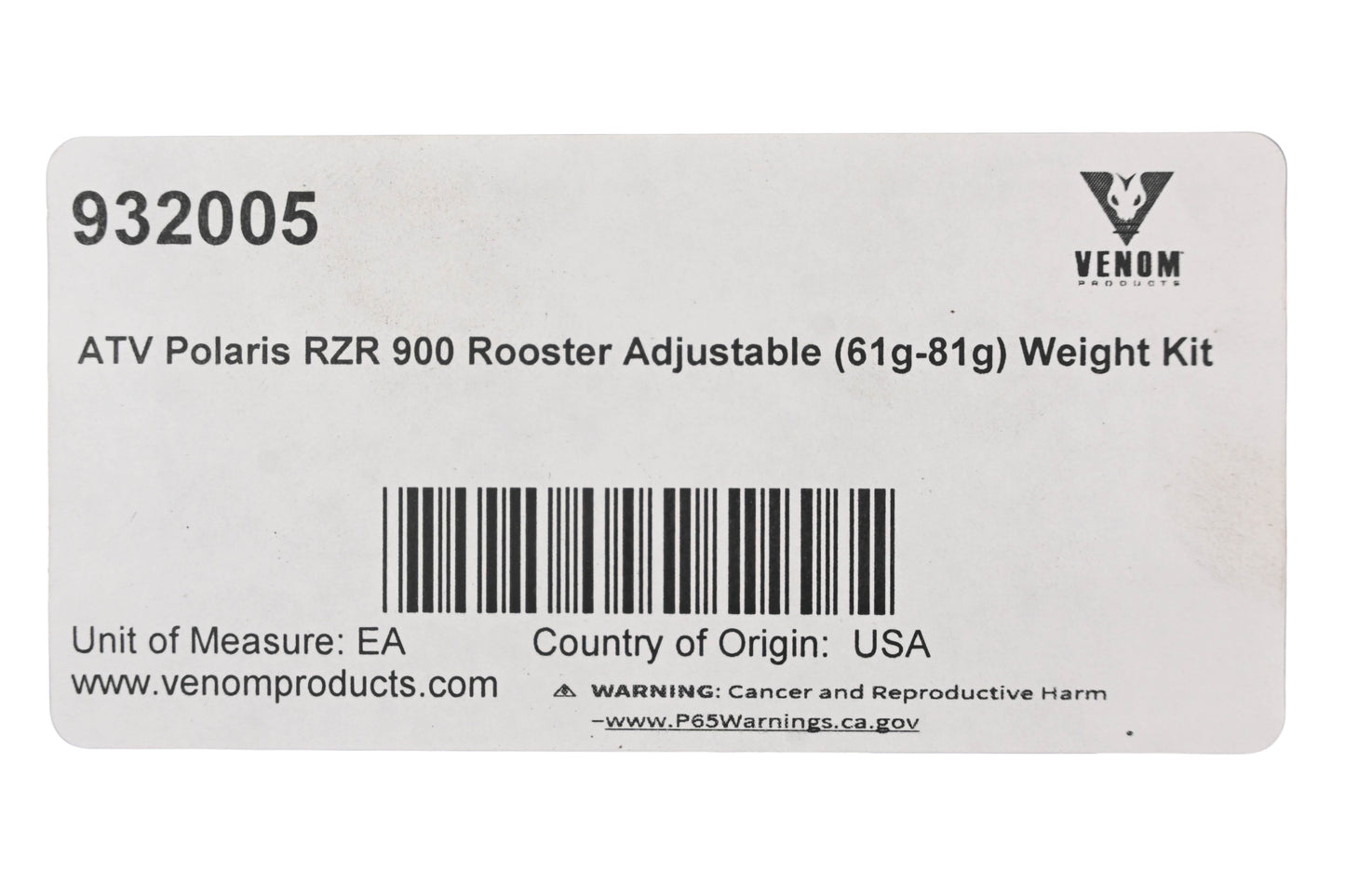 Venom 932005 Adjustable Weight Kit NOS