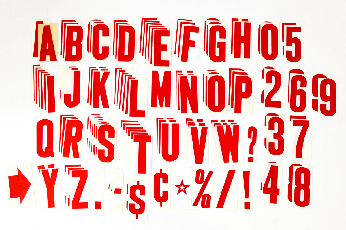 Aftermarket XK004-12 6.25" Red Vinyl Letter/Number Kit