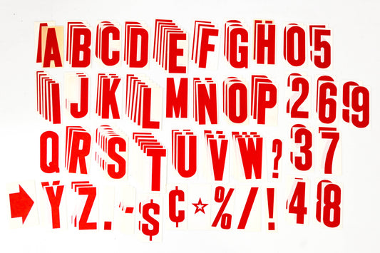 Aftermarket XK004-12 6.25" Red Vinyl Letter/Number Kit