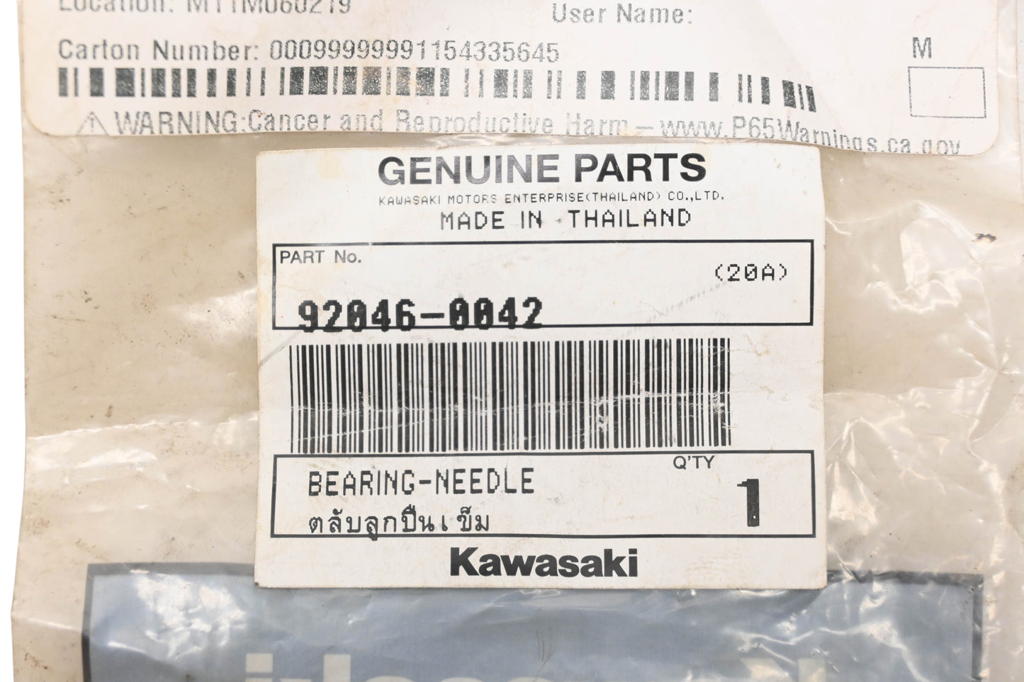 New OEM Kawasaki 92046-0042 Needle Bearing NOS