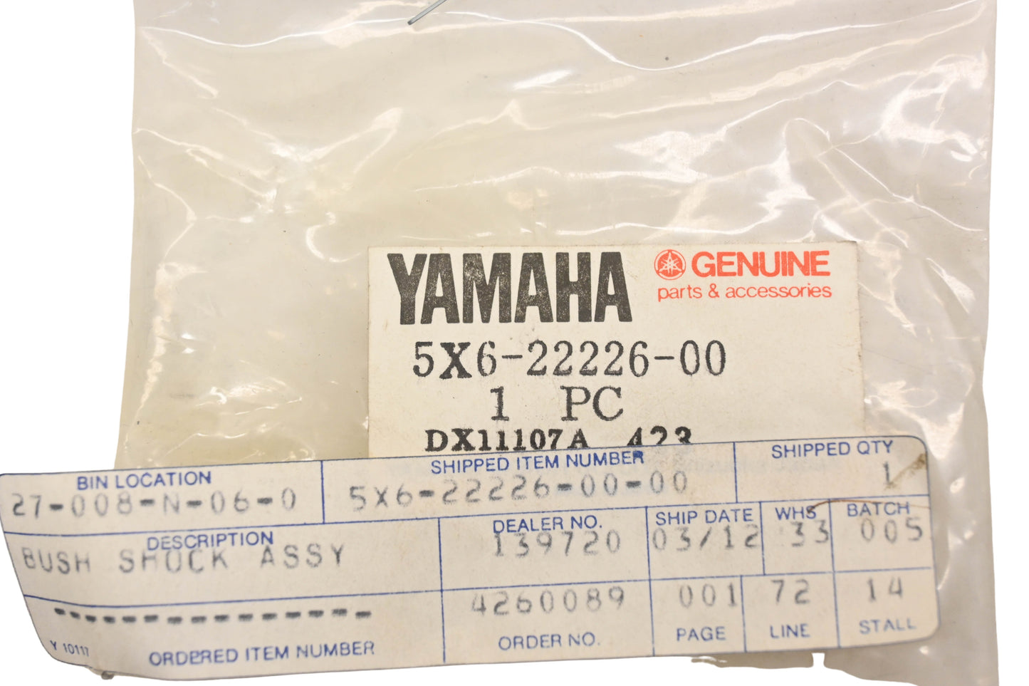 New OEM Yamaha 5X6-22226-00-00 Shock Absorber Bushing NOS