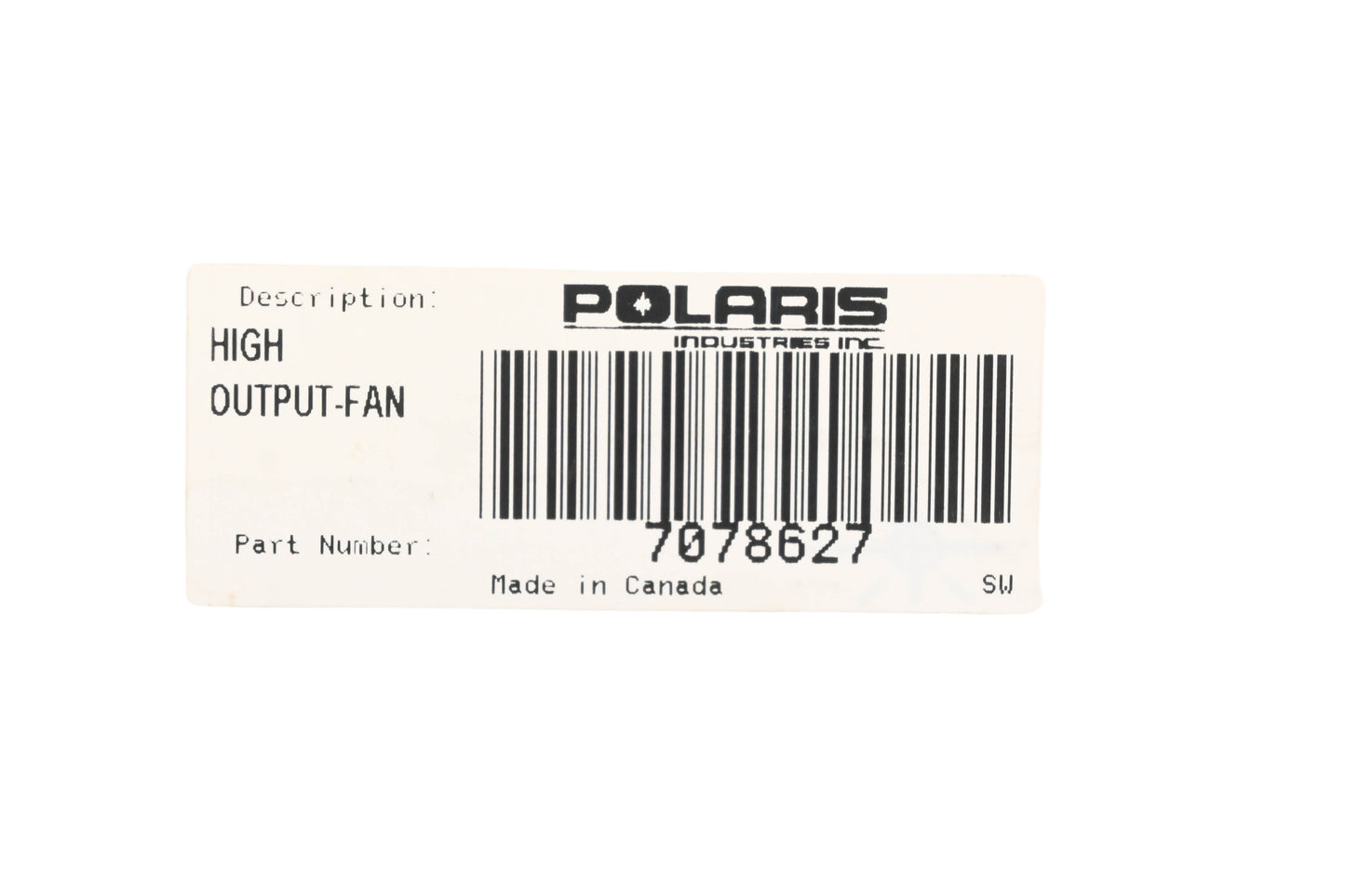New OEM Polaris 7078627 High Output Fan Decal NOS