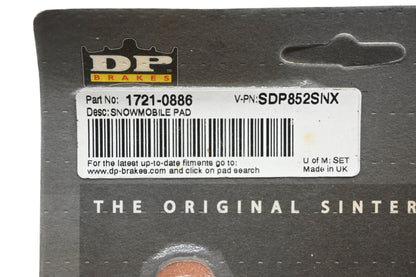 DP Brakes 1721-0886, SDP852SNX Snowmobile Brake Pad Kit NOS