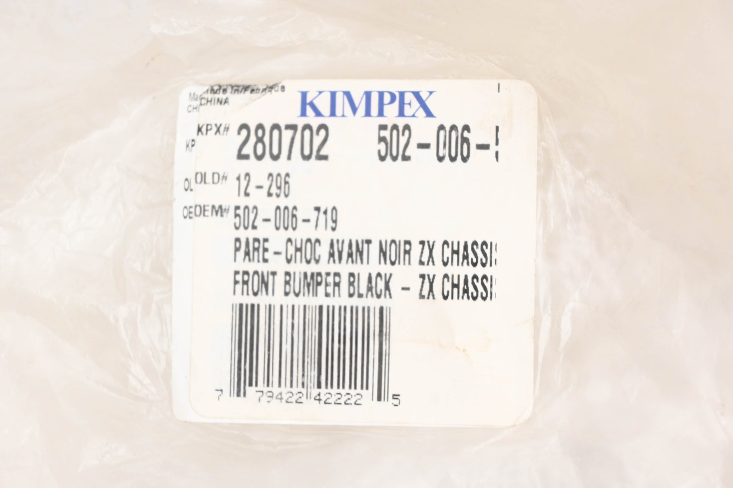 Kimpex 280702, 12-296, 502006719 Front Bumper NOS