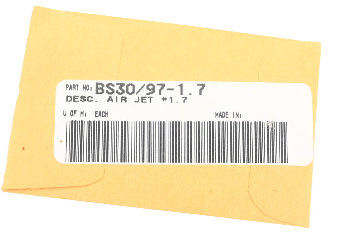 Mikuni BS30/97-1.7, 002-162, 002.162 Air Jet #1.7 NOS