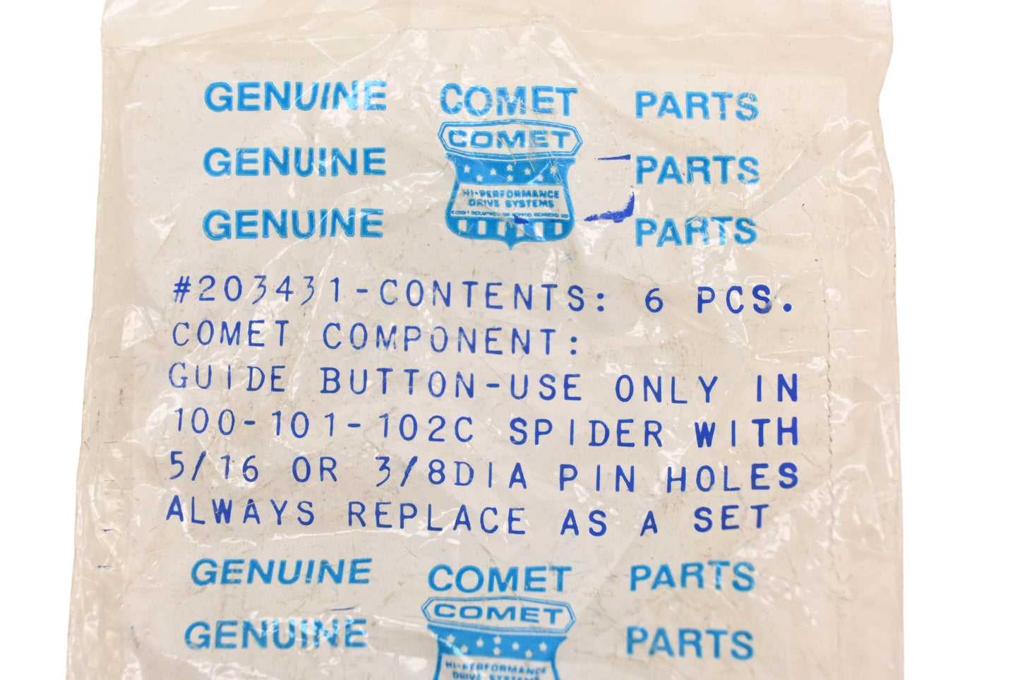 Comet 203431 Clutch Button Kit NOS