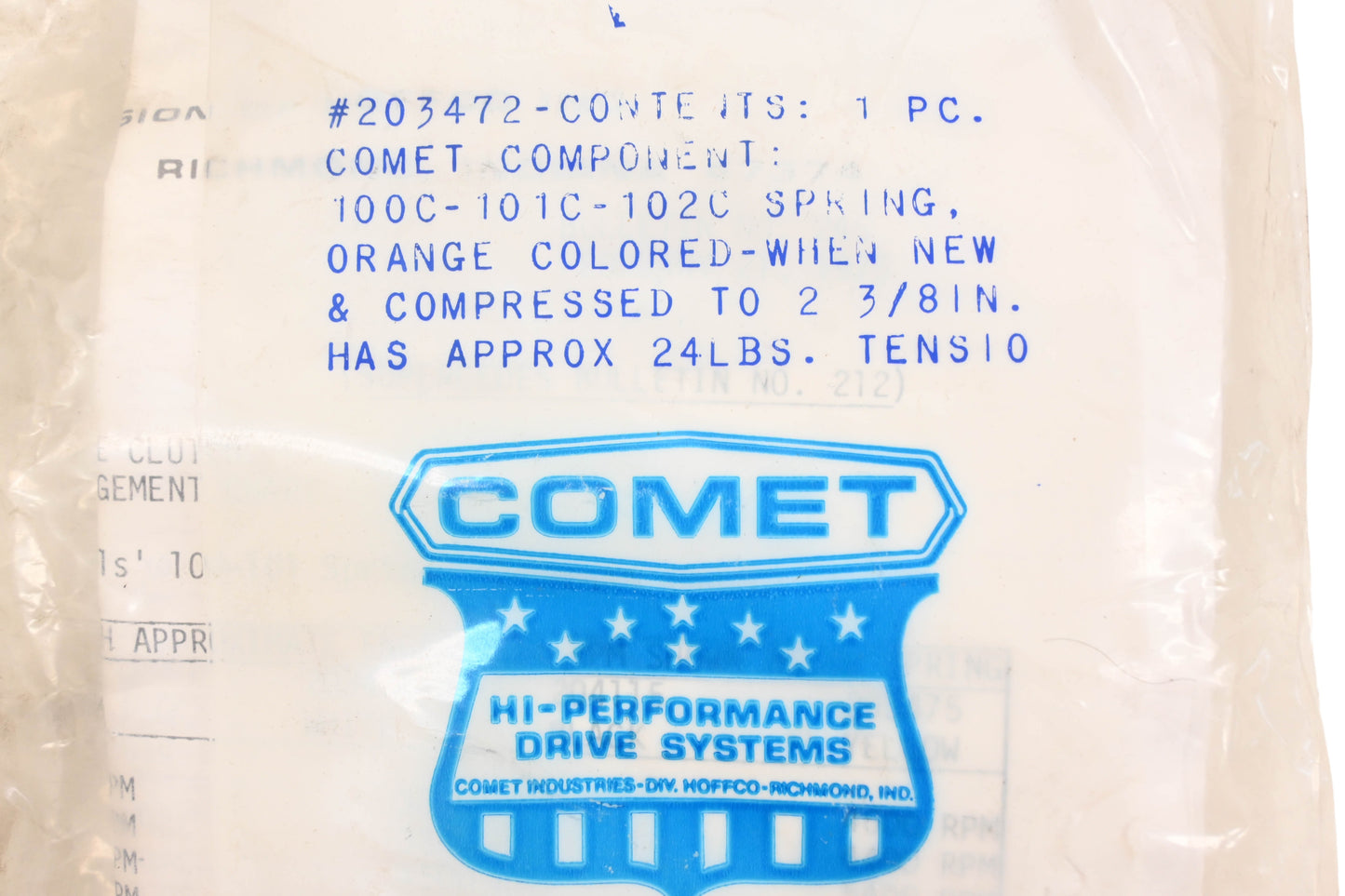 Comet 203472 Orange Clutch Spring NOS