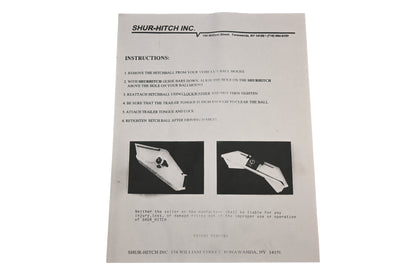 Shur-Hitch QH502-21 White Trailer 2.5" Ball Mount Bracket NOS