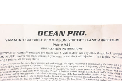 Ocean Pro V29 Flame Arrestor Kit fits Yamaha 1100 Triple NOS