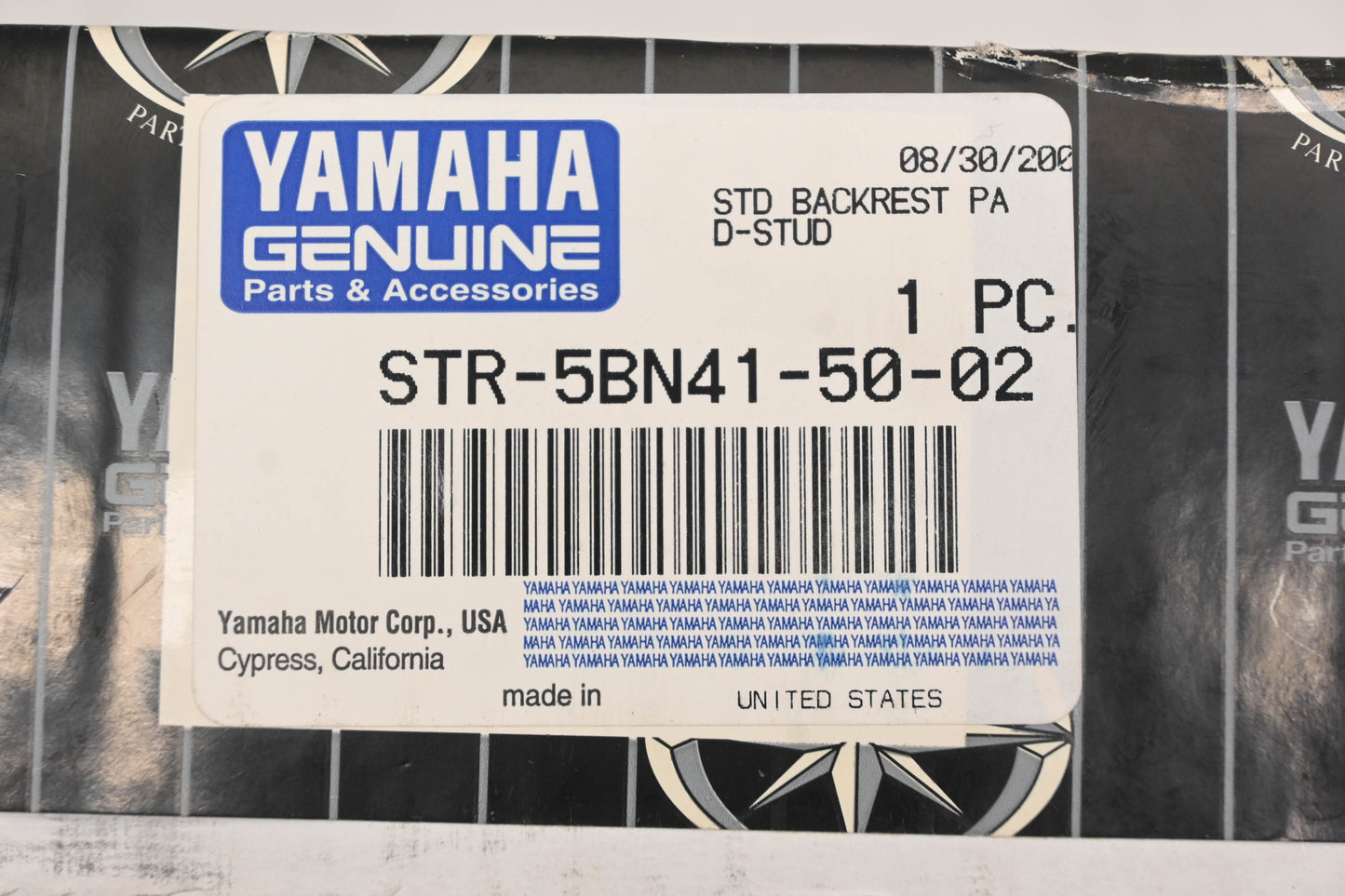 New OEM Yamaha STR-5BN41-50-02 Black Standard D-Stud Backrest Pad NOS