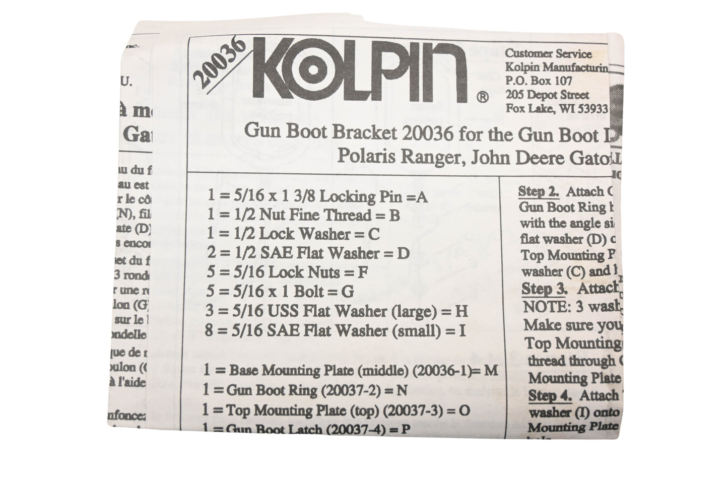 Kolpin 20036 Quick Release Gun Boot Mounting Kit NOS