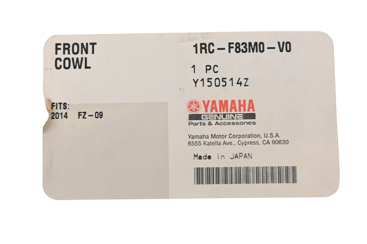 New OEM Yamaha 1RC-F83M0-V0-00, 1RC-F83M0-V0 Front Cowling Kit NOS