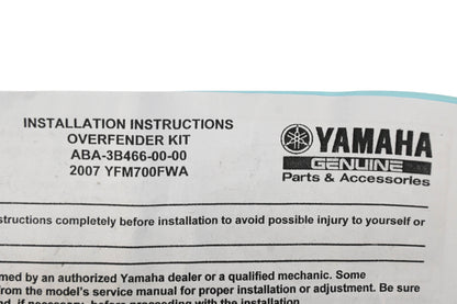 New OEM Yamaha ABA-3B466-00-00, ABA-3B466-00 Over Fender Flare Kit NOS