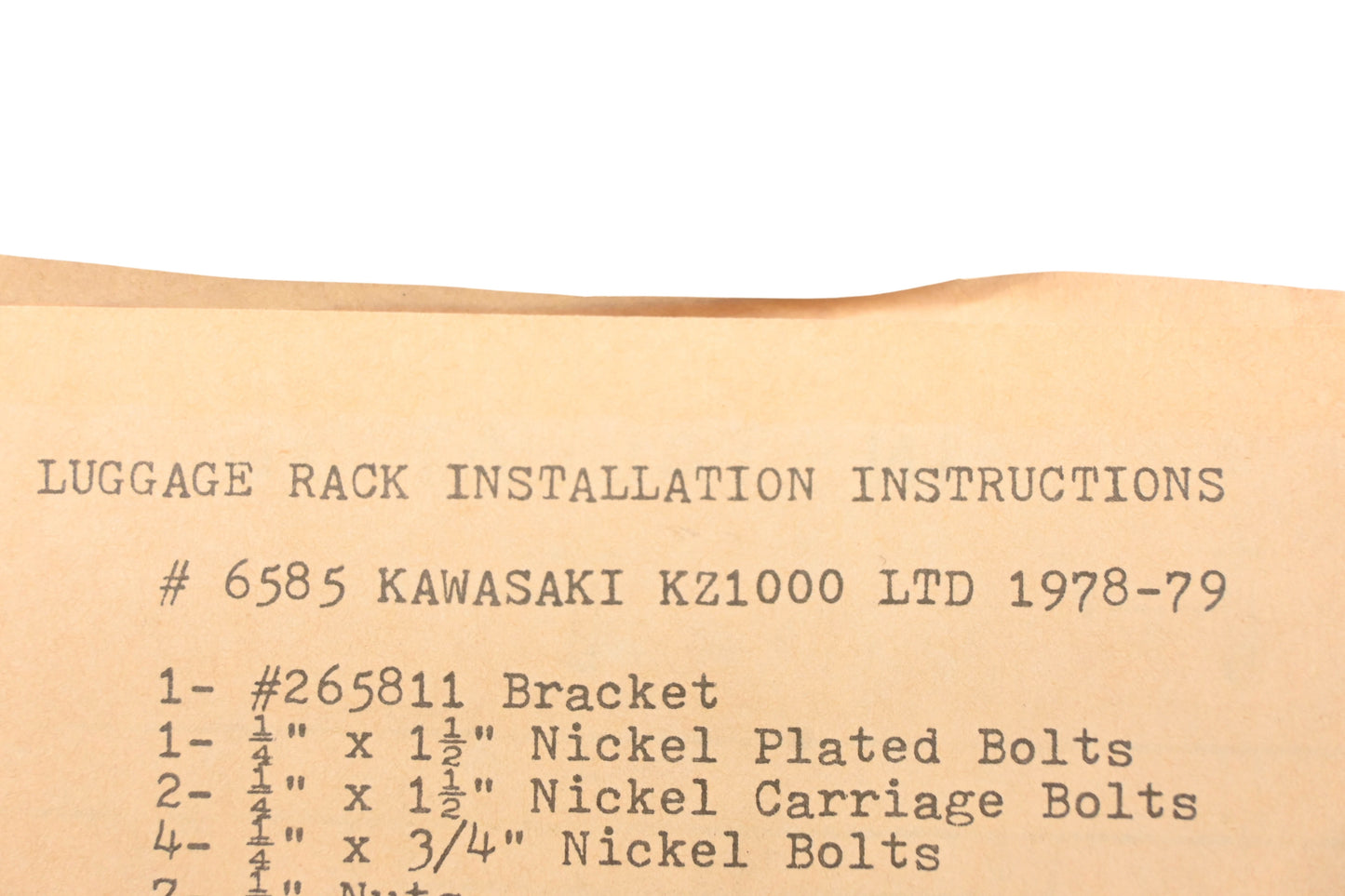 Larco 6585 1978-79 Kawasaki KZ1000 LTD Luggage Rack Kit NOS