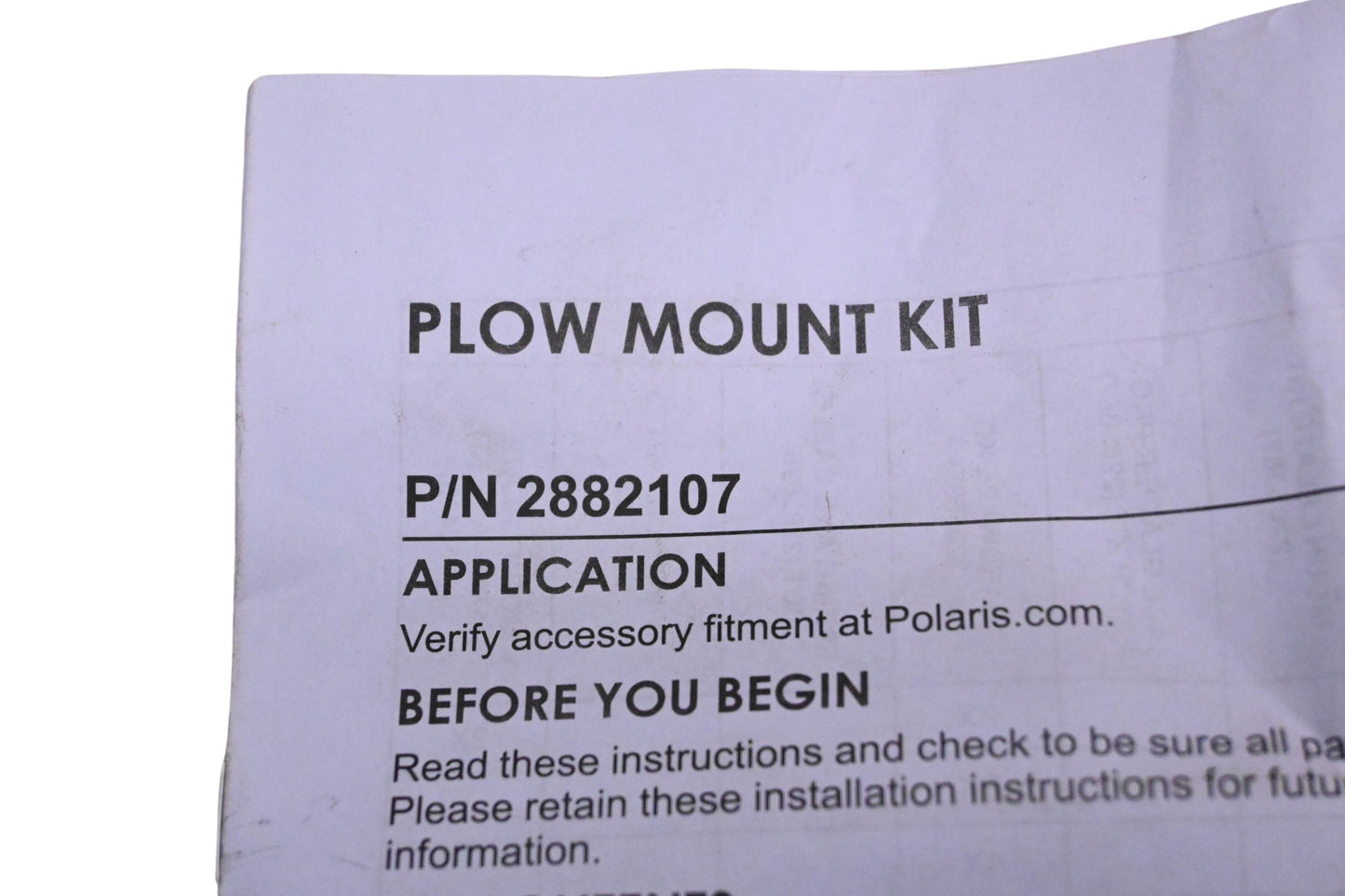 New OEM Polaris 2882107 Plow Mount Assembly Kit NOS