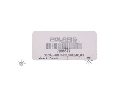 New OEM Polaris 7186571 Right Fender Decal NOS