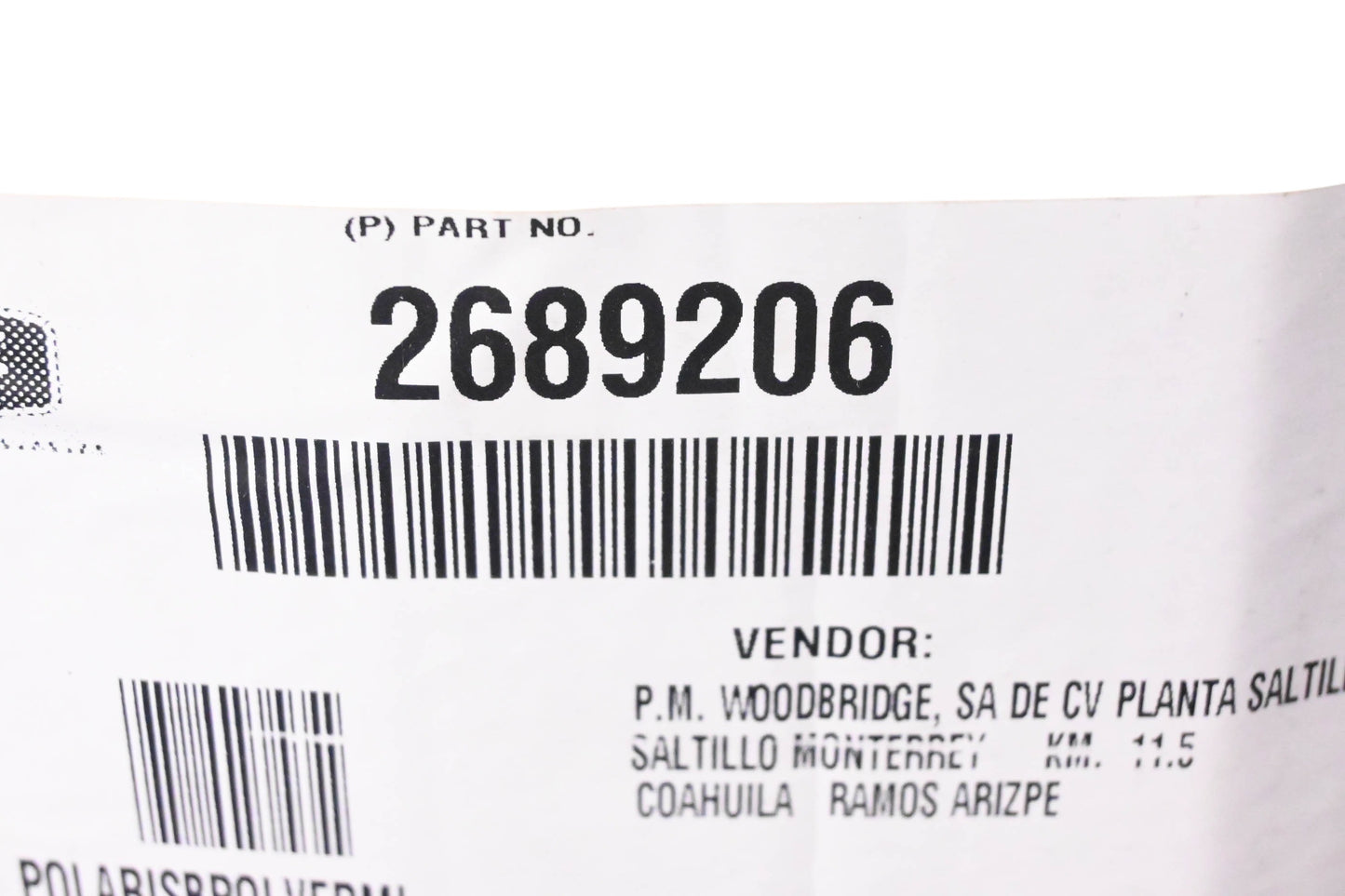 New OEM Polaris 2689206 Special Order Seat Back NOS