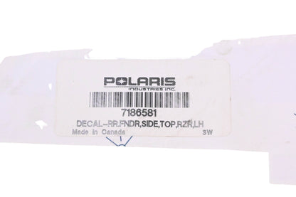 New OEM Polaris 7186581 Left Side Rear Fender RZR Decal NOS