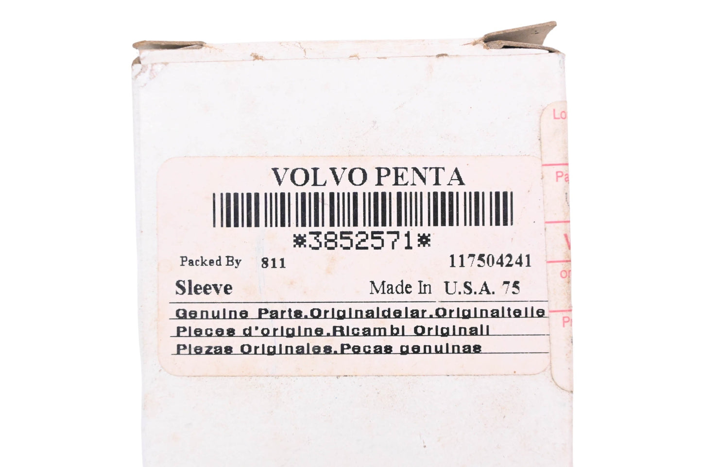 Volvo Penta 3852671 Sleeve NOS