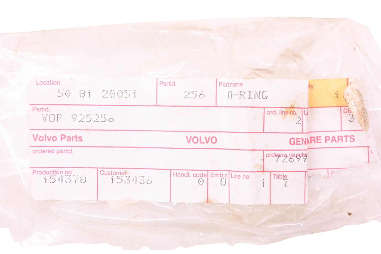 Volvo Penta 925256 O-Ring NOS