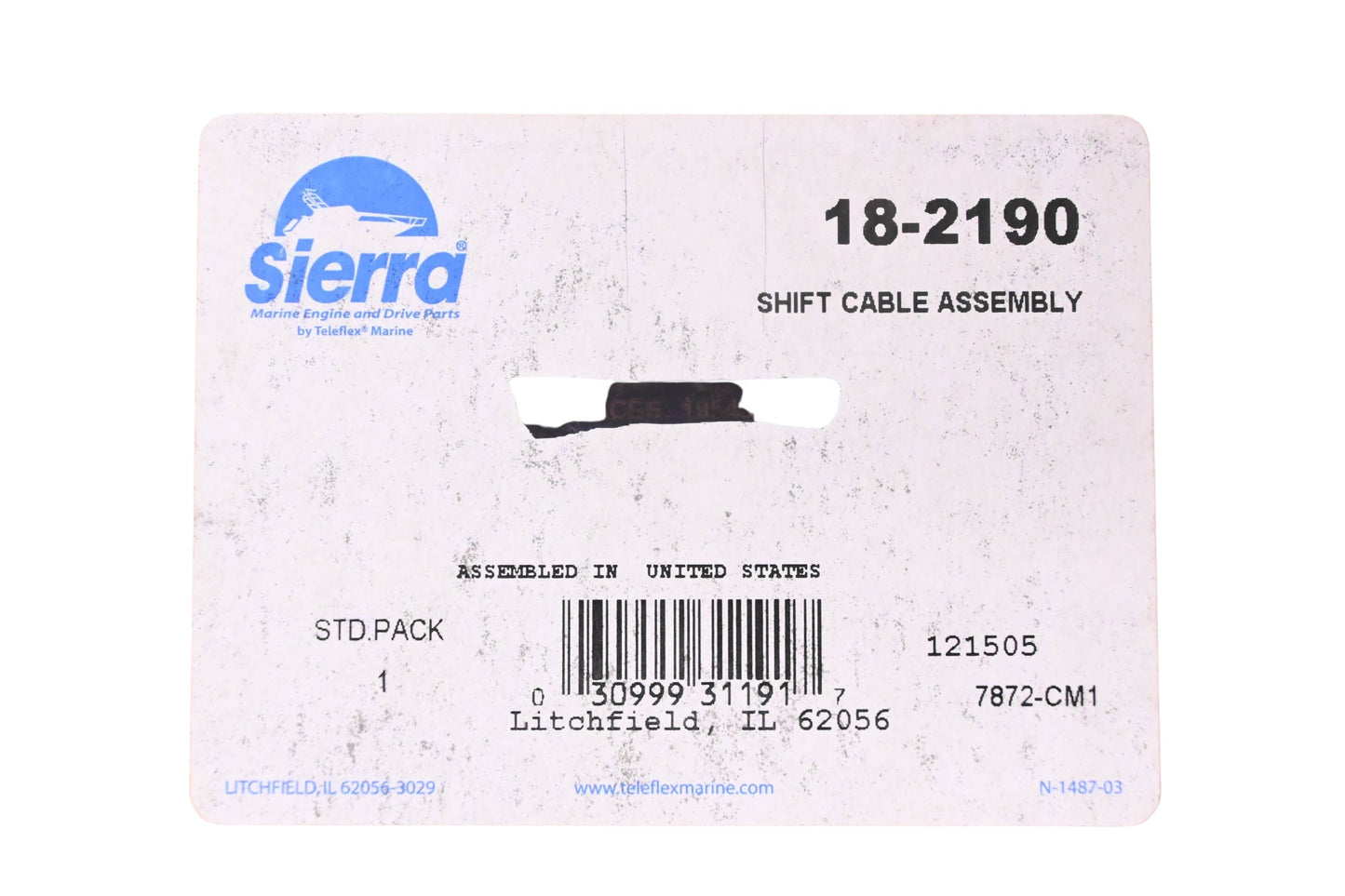 Sierra 18-2190 Lower Shift Cable Assembly Kit NOS