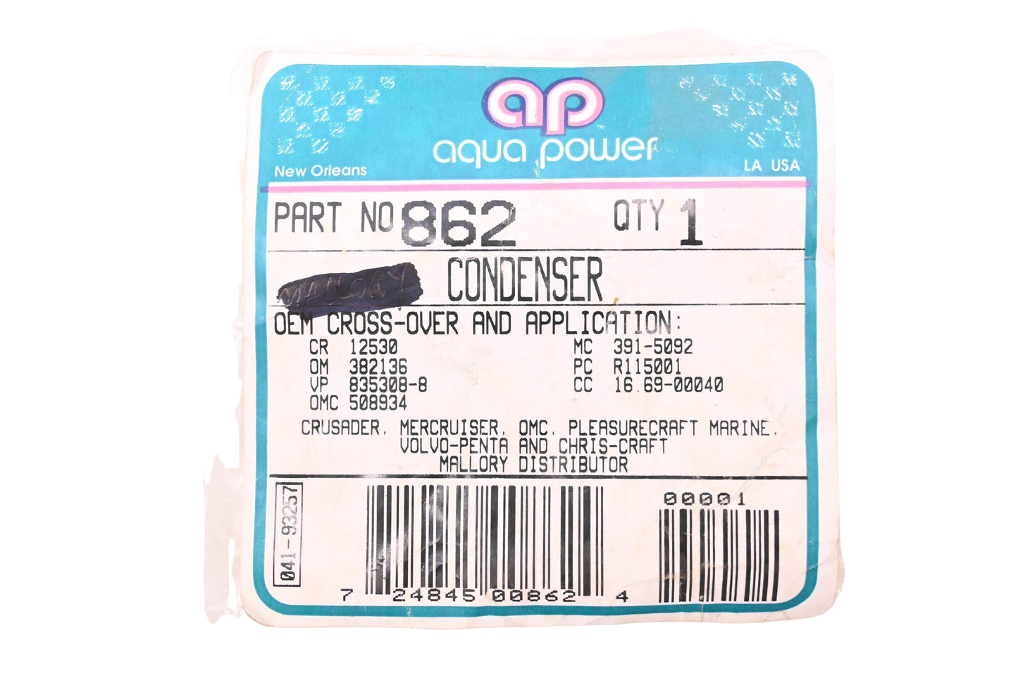 Aqua Power AP-862, 508934 Condenser NOS