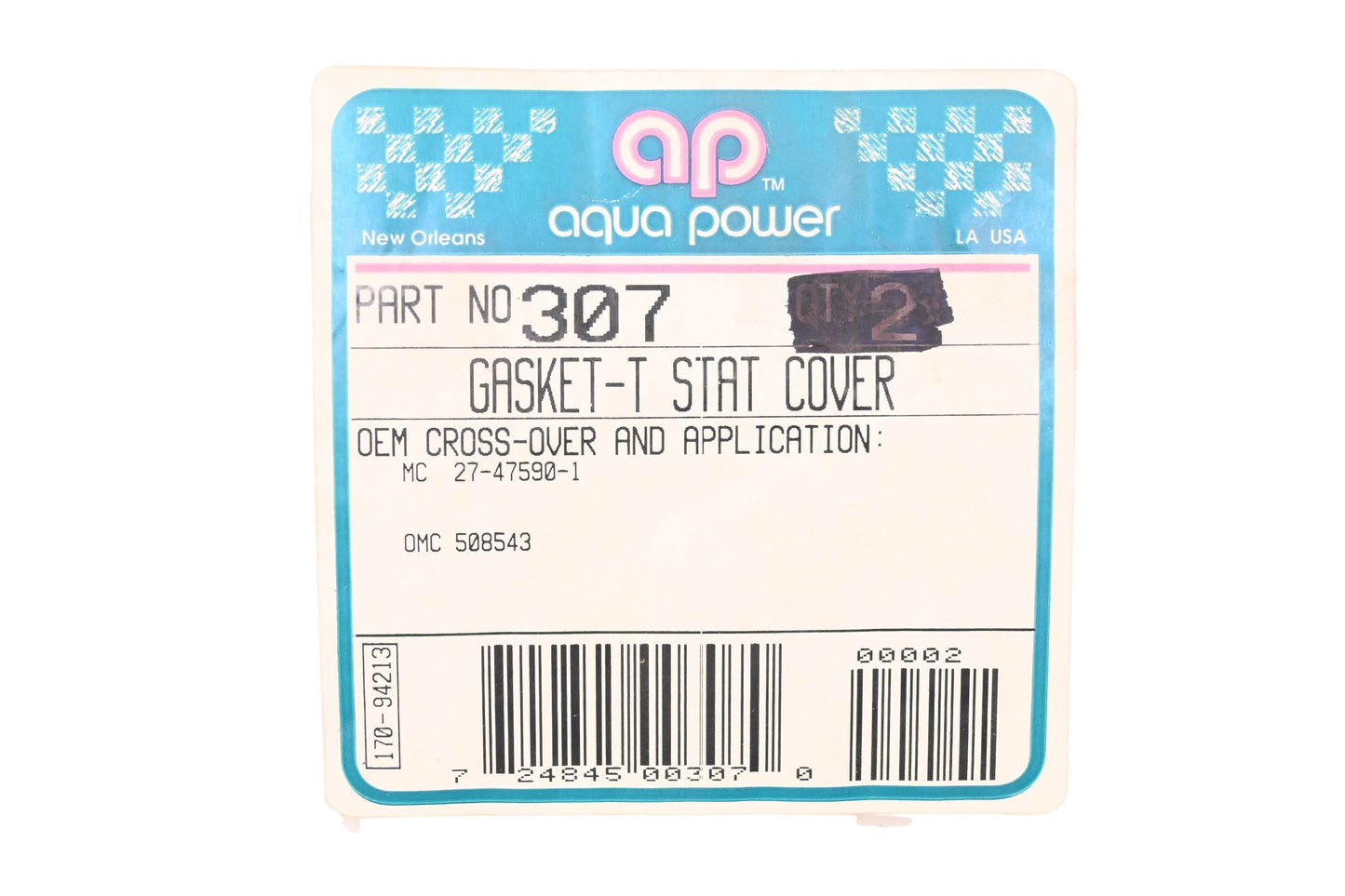 Aqua Power AP-307, 508543 Thermostat Gaskets Qty 2 NOS