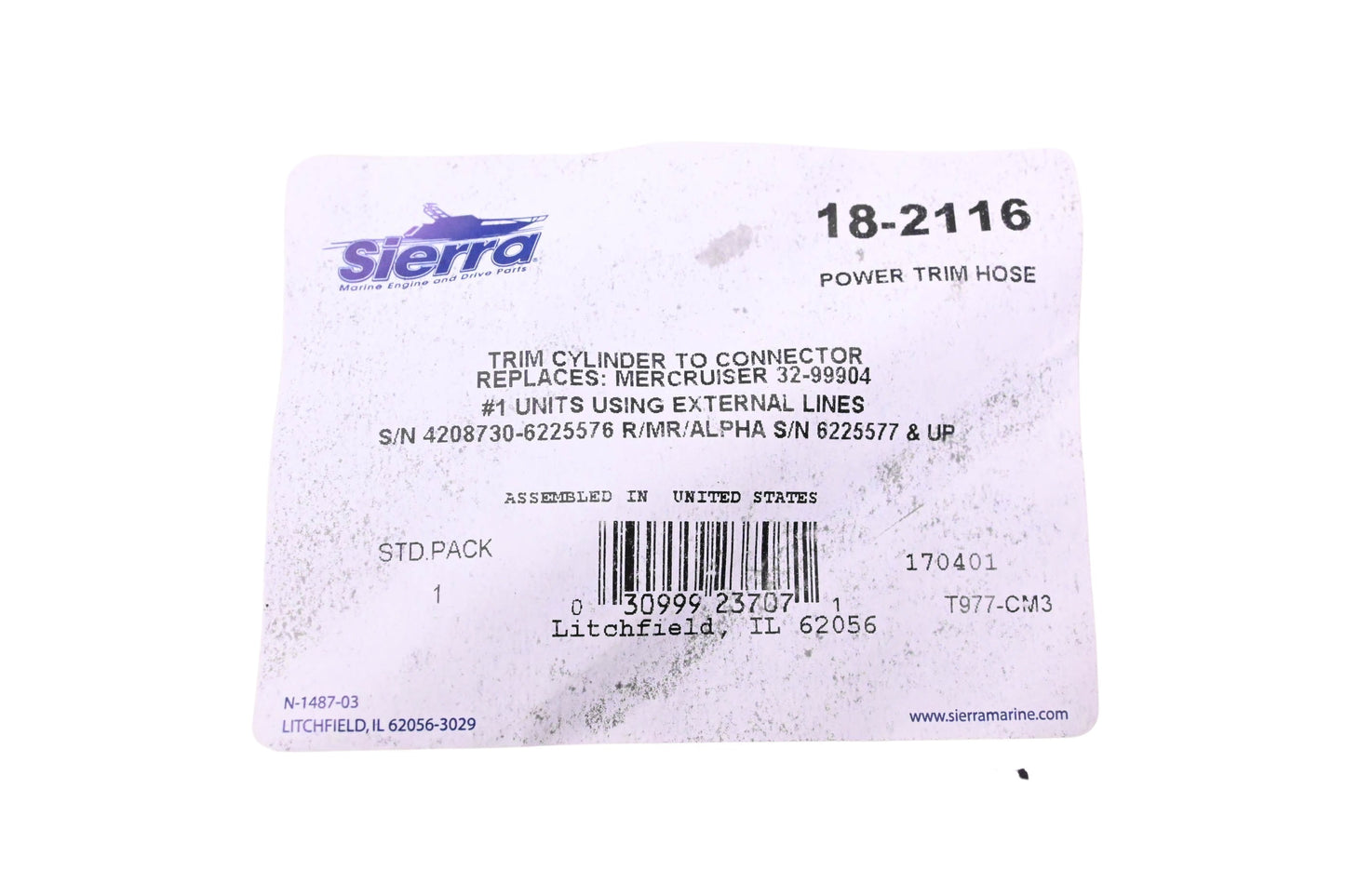 Sierra 18-2116 Power Trim Hose NOS