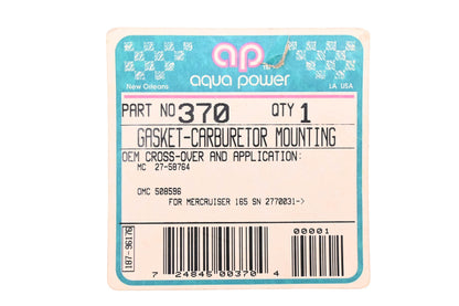 Aqua Power AP-370, 508596 Carburetor Mounting Gasket NOS