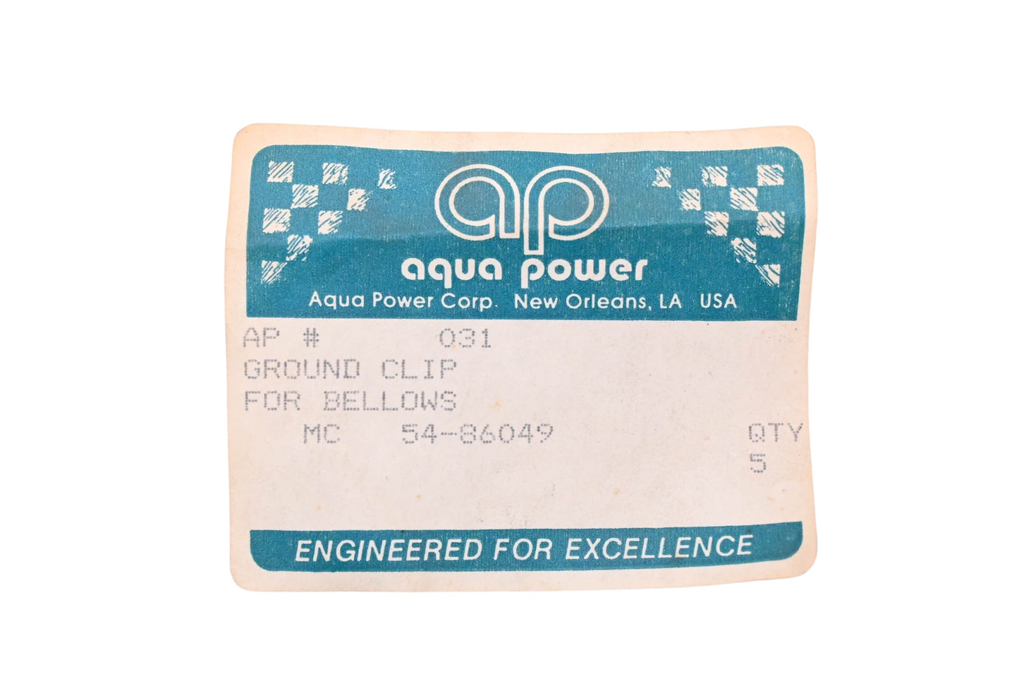 Aqua Power AP-031, 54-86049 Clips Qty 2 NOS