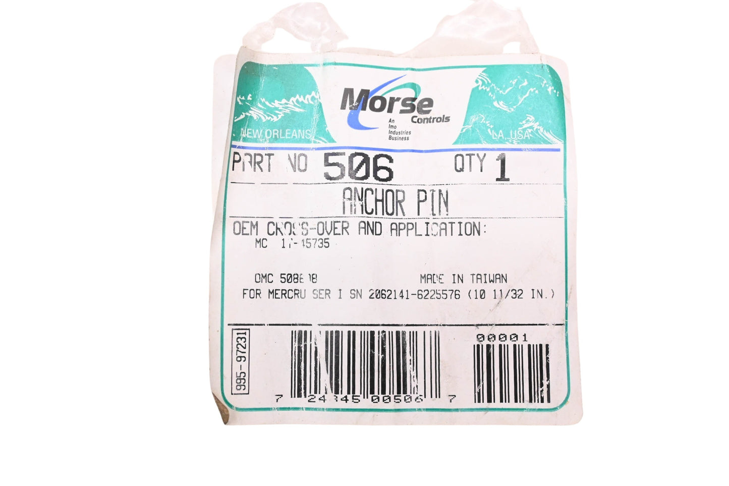 Morse Controls 506, 17-45735 Pivot Pin NOS