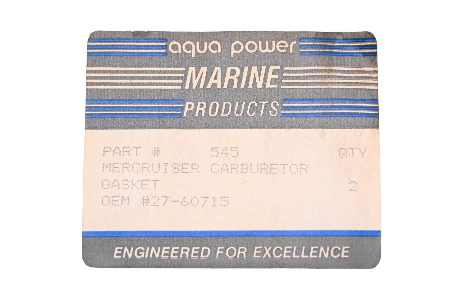 Aqua Power AP-545, 27-60715 Carburetor Mounting Gasket NOS