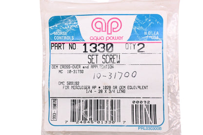 Aqua Power AP-1330, 10-31700 Shift Slide Set Screws Qty 3 NOS