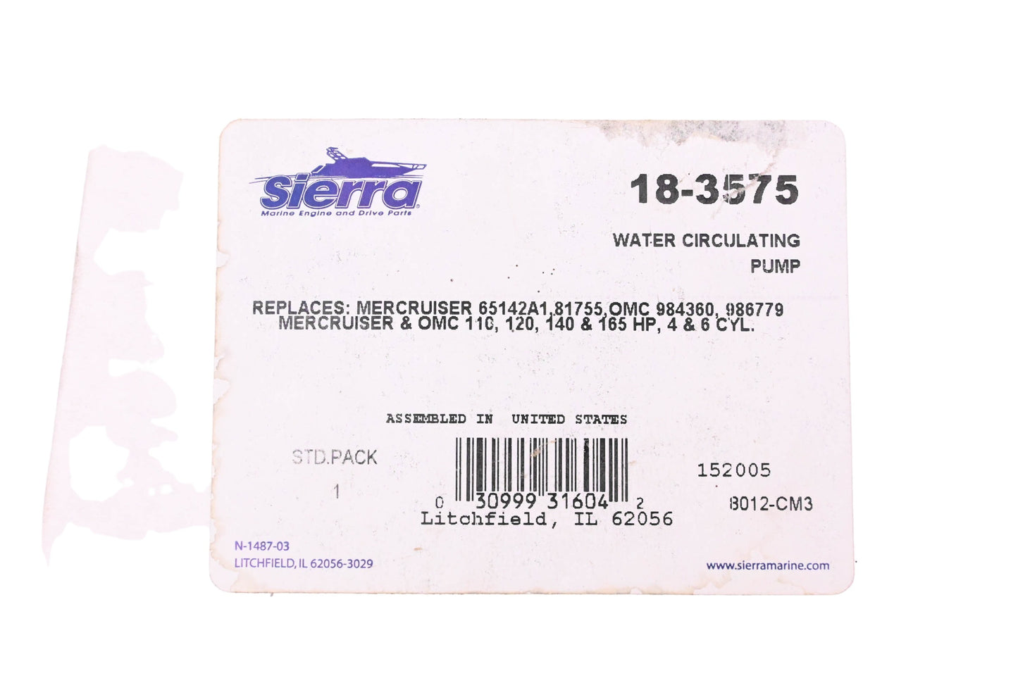 Sierra 18-3575 Water Circulating Pump NOS