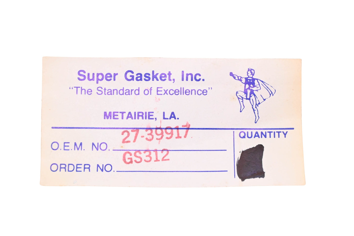 Super Gasket Inc. GS312, 27-39917 Gaskets Qty 2 NOS