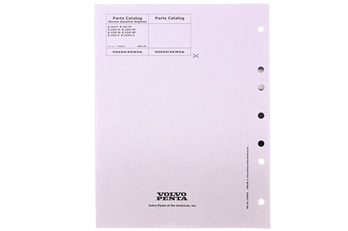 Volvo Penta 7744430 Marine Gasoline Engine Parts Catalog NOS