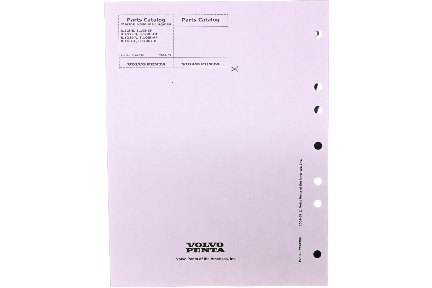 Volvo Penta 7744390 Marine Gasoline Engine Parts Catalog NOS