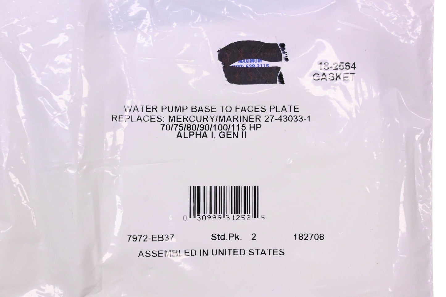 Sierra 18-2564 Water Pump Impeller Gasket NOS