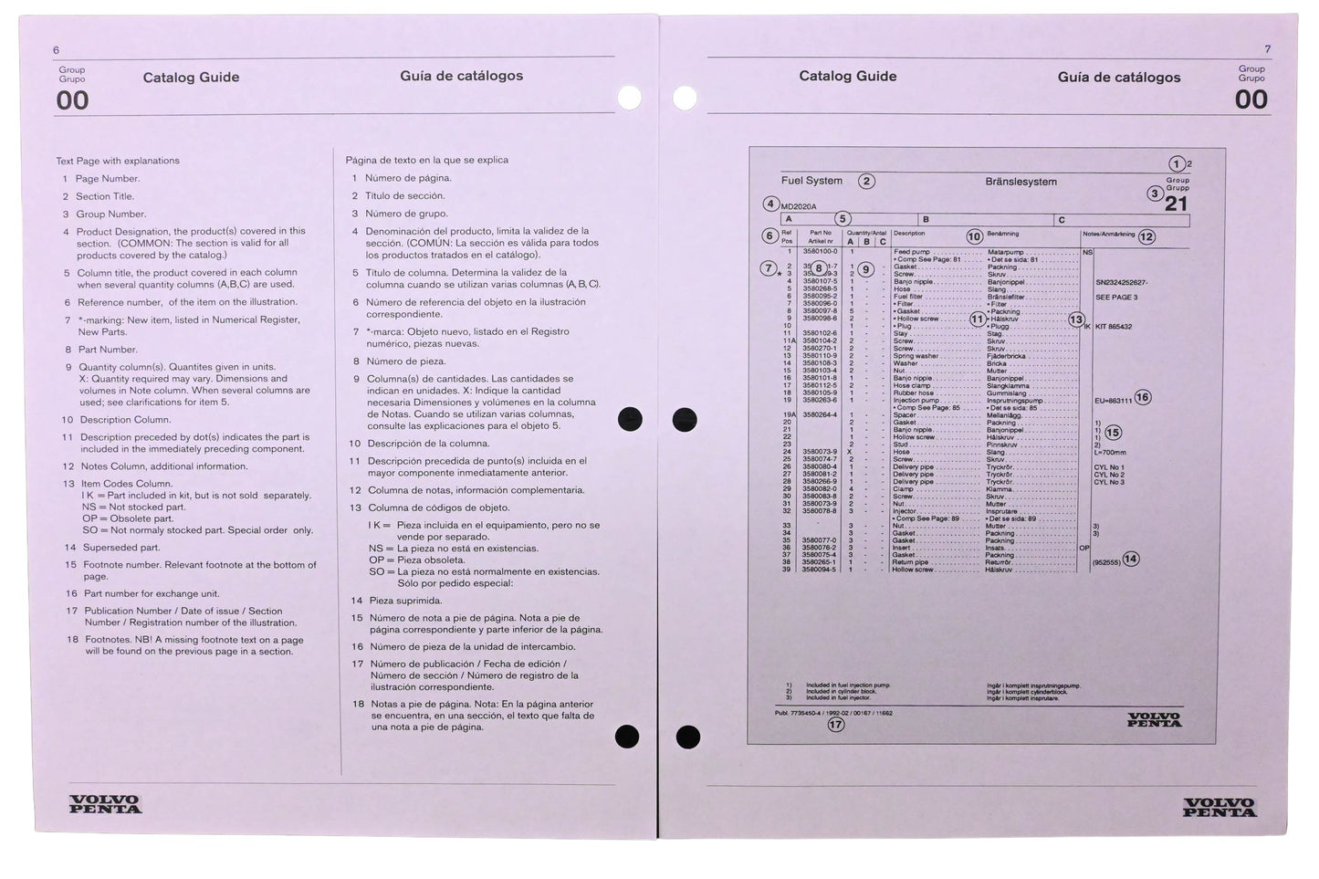 Volvo Penta 7744210 Gasoline Engine Parts Catalog NOS