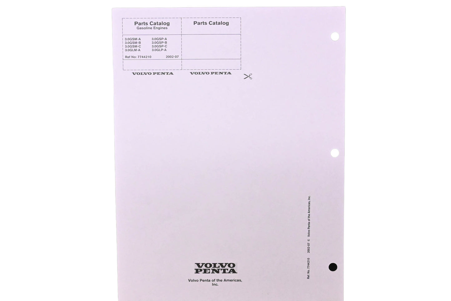 Volvo Penta 7744210 Gasoline Engine Parts Catalog NOS