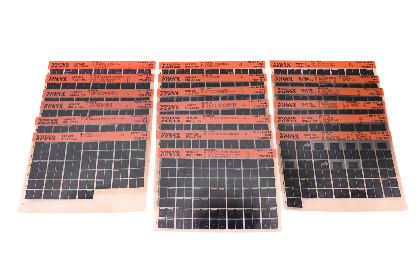 Volvo Penta 7796129-0 1998 Service Bulletin Microfiche Lot of 19 NOS
